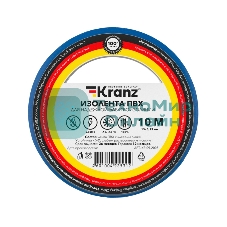 Изолента ПВХ Kranz 0.13х15 мм, 10 м, синяя (10 шт./уп.)