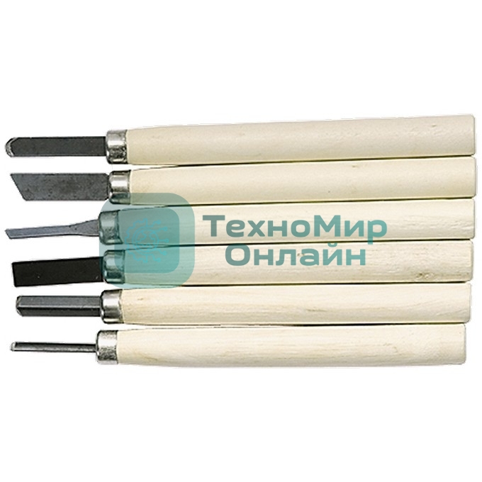 Набор резцов по дереву Sparta деревянные рукоятки, 6 шт.