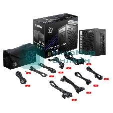 Блок питания MSI MPG A850G PCIE5 Retail, 850Вт, 80 PLUS Gold, 135мм, модульный, черный