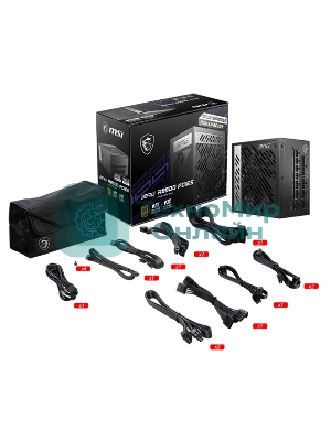 Блок питания MSI MPG A850G PCIE5 Retail, 850Вт, 80 PLUS Gold, 135мм, модульный, черный