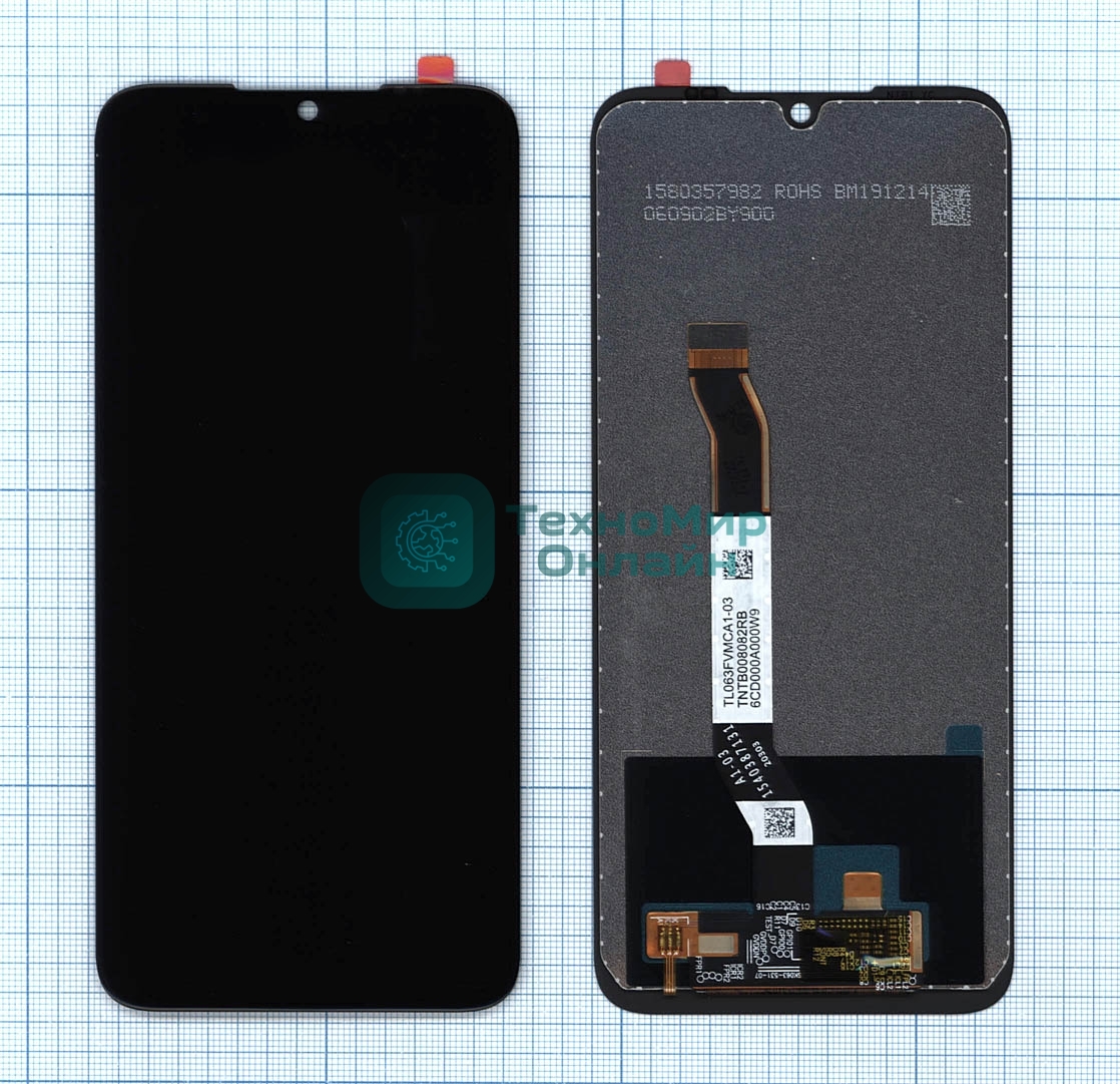 Дисплей для Xiaomi Redmi Note 8T в сборе с тачскрином (orig lcd) черный
