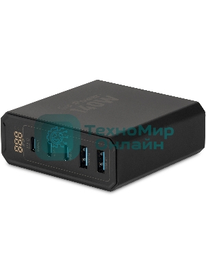 Настольное зарядное устройство Digma Pro DPW10A 140W 5A (PD+QC) 3хUSB-C/2xUSB-A универсальное черный (DPW1A4G024BK)