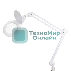 Лупа на струбцине Rexant, круглая, 5D, с подсветкой 108 LED, белая