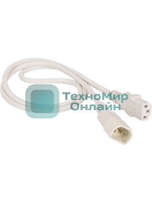 Шнур питания C13-C14, 3х0.75, 220В, 10А, белый, 0.5 метра