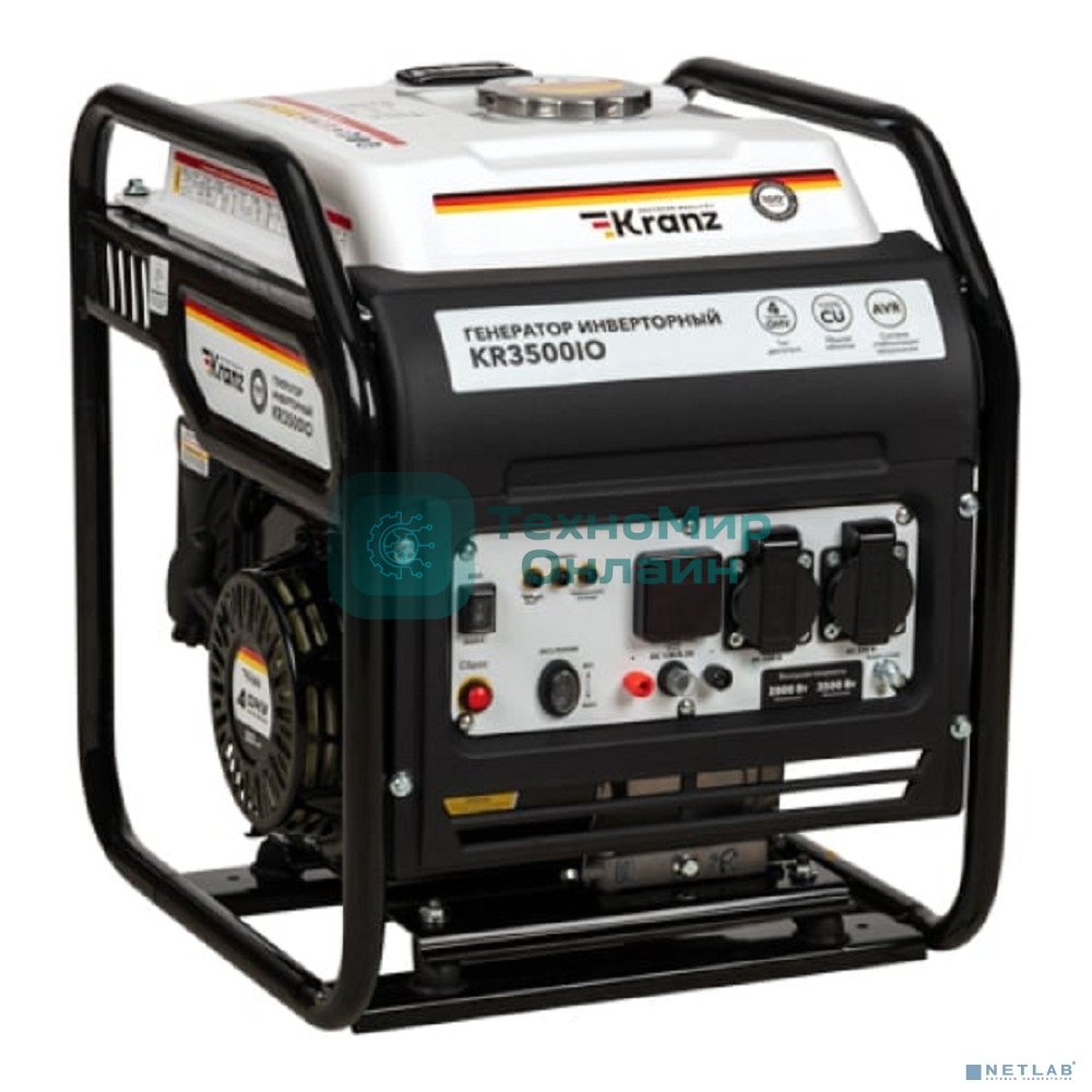 Электрогенератор бензиновый инверторный Kranz KR3500IO, 3.5 кВт, 96 дБ, 27 кг