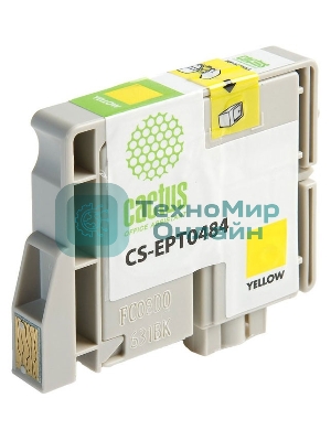 Картридж струйный Cactus CS-EPT0484 желтый (14,4 мл) для Epson Stylus Photo R200/R220/R300/R320/R340/RX500/RX600/RX620/RX640