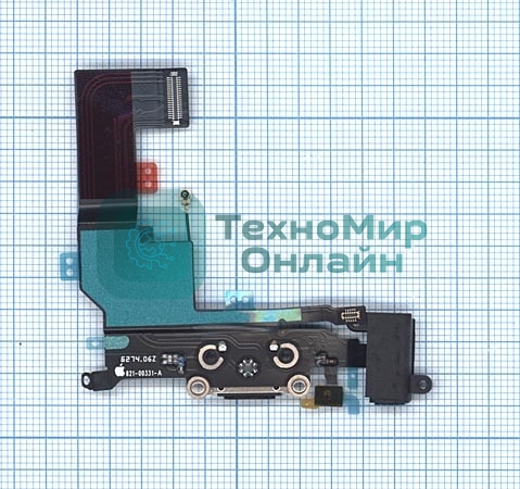 Шлейф разъема питания с аудио-разъемом для iPhone SE черный