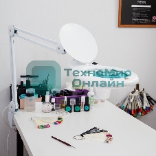 Лупа на струбцине Rexant, круглая, 5D, с подсветкой 108 LED, белая