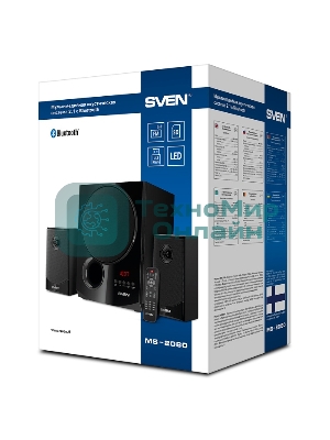 Акустическая система 2.1 SVEN MS-2080/70 Watt/~220V 50Hz/FM-тюнер, USB/SD, дисплей/BLUETOOTH/ПДУ/Black