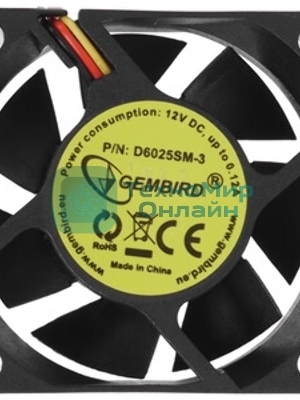 Вентилятор для корпуса Gembird черный, 60 мм, 4000 об/мин, 25 дБ, 3 pin