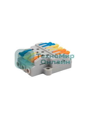 Клемма СМК Rexant 3х2 проходная разветвительная 3 полюса, с монтажной площадкой (1 ввод, 2 вывода на полюс), (5 шт./уп.)