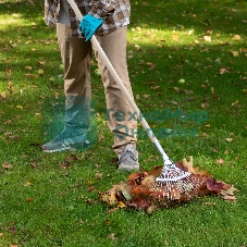 Грабли веерные стальные Сибртех 350 мм, 18 круглых зубьев, оцинкованные, без черенка