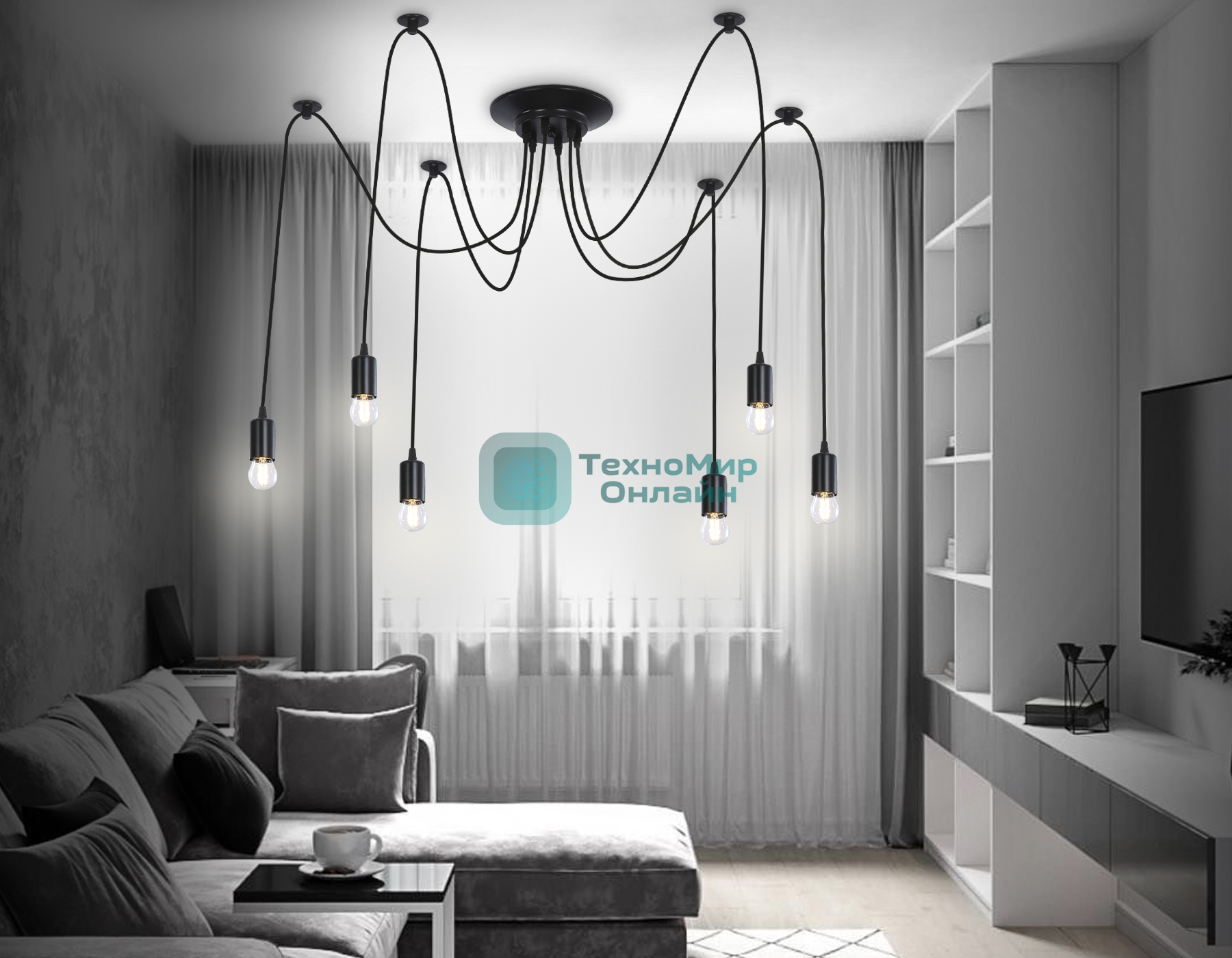 Светильник Ambrella light TR8178/6 BK черный E27 max 40W D630*910