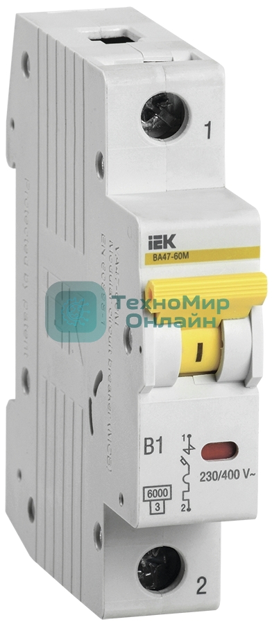 Выключатель автоматический однополюсный ВА47-60M 1Р 16А 6кА С MVA31-1-016-C IEK