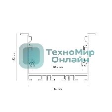 Комплект врезного алюминиевого профиля с рассеивателем Rexant 62х32 мм, 2 м