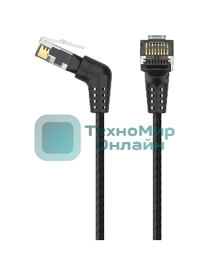 Патч-корд Vention прямой UTP cat.6a, RJ45 угол 90 - 5м. черный