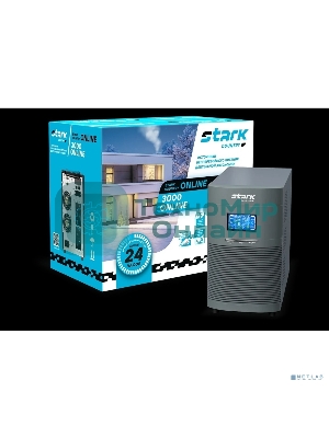 Источник бесперебойного питания STARK SC 3000 Online 12A 3000 ВА/2700 Вт {Online, Напольный, 110-300В, 4 х ЕВРО, Smart-slot, USB, RS232, EPO, БЕЗ АКБ - внешние батареи 6 шт от 4,5Ач до 240 Ач}