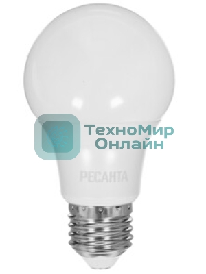 Лампа светодиодная Ресанта LL-R-A60-7W-230-3K-E27 груша, 7 Вт, тепл., Е27