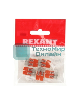 Клемма соединительная Rexant многоразовая проходная 2 полюса, с монтажной площадкой (0,08-4 мм²), серая (50 шт./уп.)