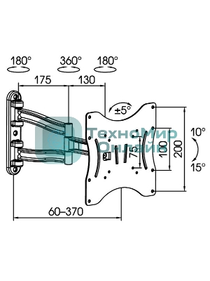 Кронштейн для телевизора Kromax TECHNO-3 серый 15