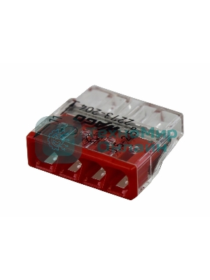 Клемма 4х(0.5-2.5мм) 4-х проводн. для распред. короб. (без п) WAGO 2273-204