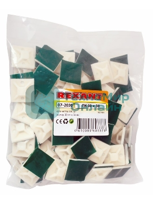 Площадка самоклеящаяся Rexant 30х30 мм, белая, упаковка 100 шт.