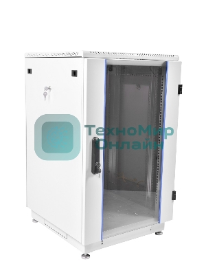 Шкаф коммутационный ЦМО ШТК-М-18.6.6-1ААА-9005 18U 600x600 мм пер. дв. стекл задн. дв. стал.лист 2 бок. пан. направл. под закл.гайки 270 кг черный