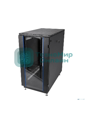 Шкаф коммутационный ЦМО ШТК-М-18.6.6-1ААА-9005 18U 600x600 мм пер. дв. стекл задн. дв. стал.лист 2 бок. пан. направл. под закл.гайки 270 кг черный