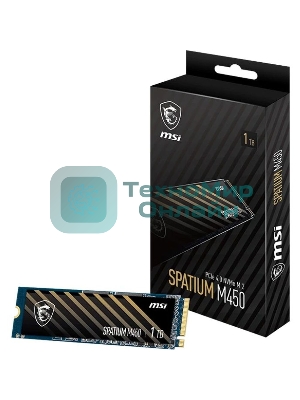 Накопитель SSD MSI SPATIUM M450, 1Tb, PCIe 4.0 x4, M.2 2280, NVMe, R/W 3400/2400