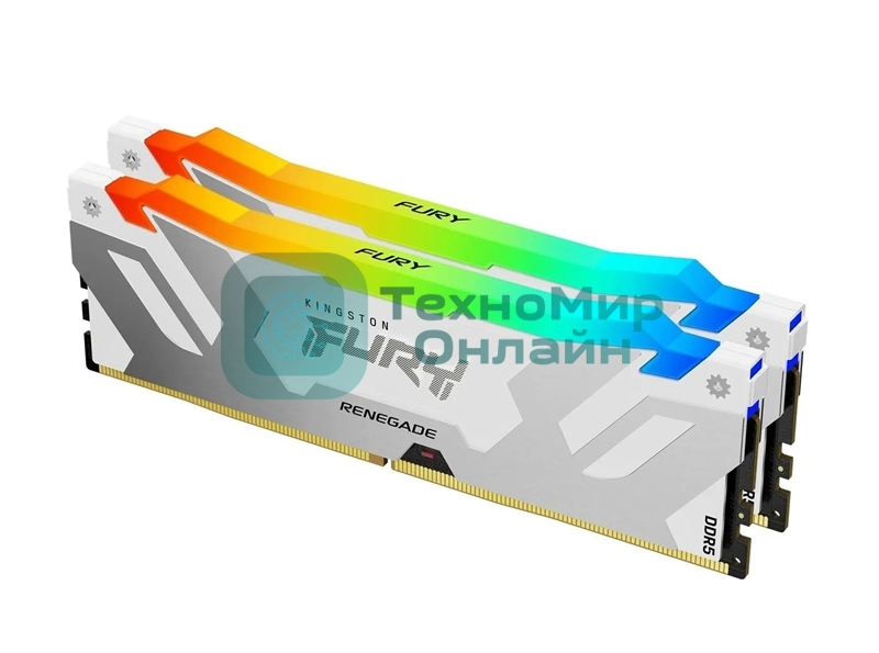 Оперативная память Kingston Fury Renegade, DDR5, 32Gb (2x16Gb), 7600MHz, CL38, DIMM, радиатор, RGB, белый