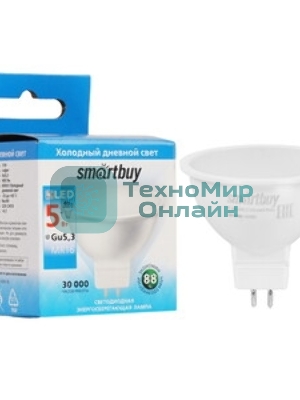 Светодиодная (LED) Лампа Smartbuy-Gu5,3-05W/6000