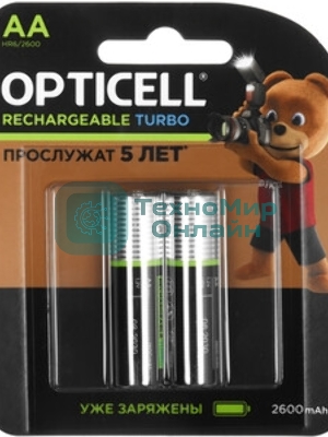 Аккумулятор Opticell Turbo 6080001 AA NiMH 2600mAh (2шт) блистер
