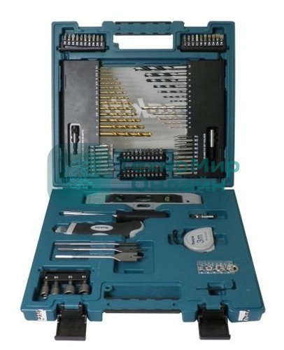 Наборы Makita D-31778 Набор 104шт,отвертка ручн,держ-ль магн,отв.насадки,сверла д\дер,мет,бет,рулетка,ур-нь,зенкер,нож,чем 