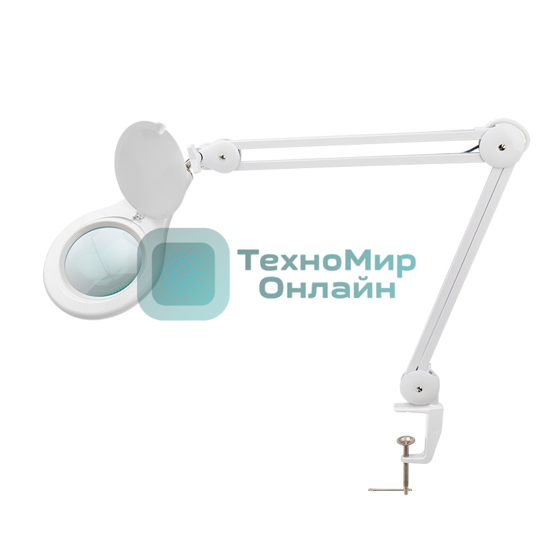 Лупа на струбцине Rexant, круглая, 5D, с подсветкой 56 SMD LED, белая