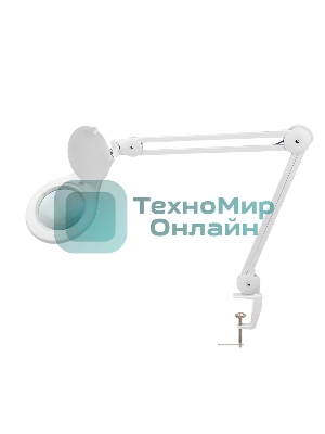 Лупа на струбцине Rexant, круглая, 5D, с подсветкой 56 SMD LED, белая