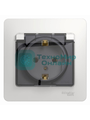 Розетка 1-м СП Glossa 16А с защ. крышкой защ. шторки с заземл. в сборе IP20 бел. SchE GSL000146
