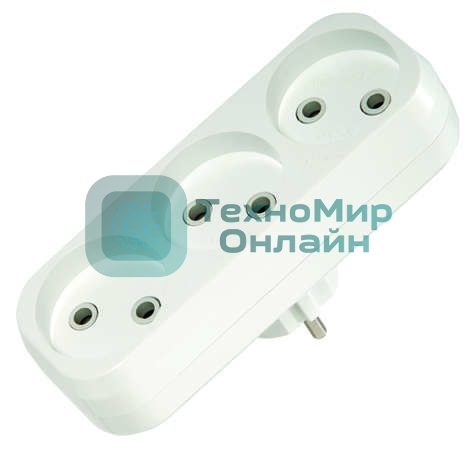 Тройник Makel 3 гнезда 10 А, без заземления линейный