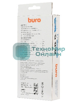 Сетевой фильтр Buro 800SH-1.8-B 1.8 м, 8 розеток, черный, коробка
