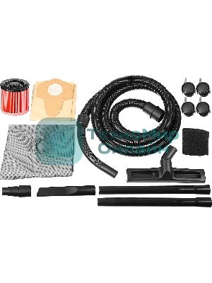 Строительный пылесос ЗУБР ПУ-30-1400 М3 серый/красный, 1400 Вт, уборка сухая/влажная/выдув, пылесборник мешок/контейнер, 30 л