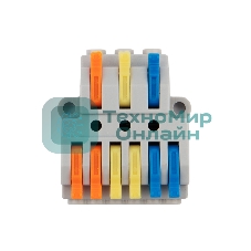 Клемма СМК Rexant 3х2 проходная разветвительная 3 полюса, с монтажной площадкой (1 ввод, 2 вывода на полюс), (5 шт./уп.)