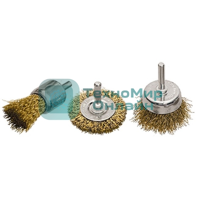 Набор щеток Matrix для дрели, 3 шт., 1 Плоская 50 мм, 2 Чашки 25-50 мм, со шпильками