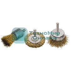 Набор щеток Matrix для дрели, 3 шт., 1 Плоская 50 мм, 2 Чашки 25-50 мм, со шпильками