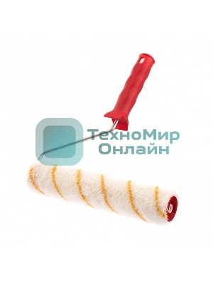 Валик в сборе Matrix полиакрил желтая полоса, 250 мм, ворс 12 мм, D 36 мм, D ручки 6 мм