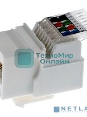 Модуль Rexant Keystone Jack RJ-45(8P8C), UTP неэкранированный, cat.5e, тип 180 градусов,самозажимной, белый