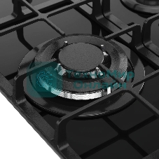 Варочная панель Monsher, газ, High-Tech, 45 см, автоматический электроподжиг, газ-контроль, форсунки под сжиженый газ, SABAF конфорки, чугунные решетки, черный