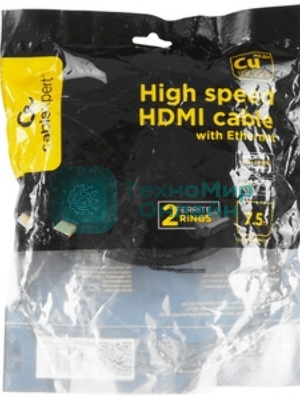 Кабель Cablexpert HDMI CC-HDMI4-7.5M, 19M/19M, v2.0, медь, позол.разъемы, экран, 7.5м, черный, пакет
