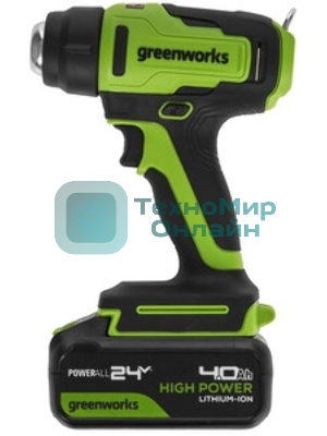Фен строительный аккумуляторный GreenWorks G24HG, 24V, без АКБ и ЗУ (3400207)