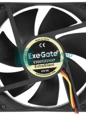 Вентилятор для корпуса ExeGate ExtraSilent ES08025H3P черный, 80 мм, 2000 об/мин, 19 дБ, 3 pin