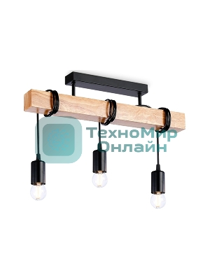 Светильник Ambrella light TR8182/3 BK/LW черный/светлое дерево E27*3 max 40W 500*50*420