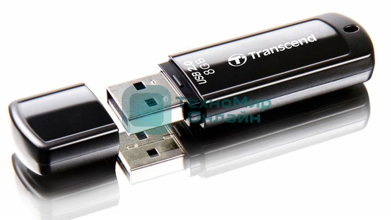 Флешка USB Transcend JetFlash 350 (TS8GJF350), 8Gb, USB 2.0, R/W 12/5, черный